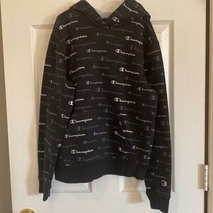 Boys, black champion, hooded sweatshirt